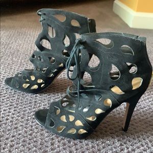 Aldo black lace up heels